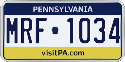 PA license plate MRF1034