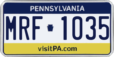 PA license plate MRF1035