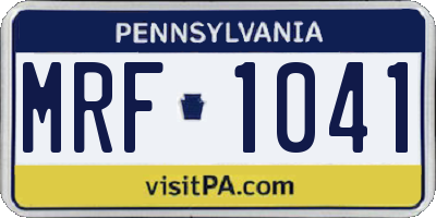 PA license plate MRF1041