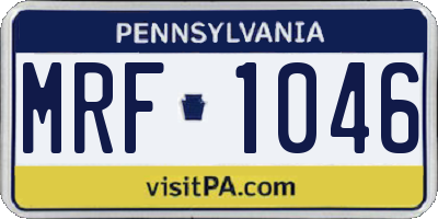 PA license plate MRF1046
