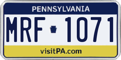 PA license plate MRF1071