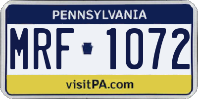 PA license plate MRF1072