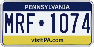 PA license plate MRF1074