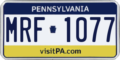 PA license plate MRF1077