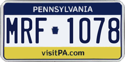PA license plate MRF1078