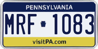 PA license plate MRF1083