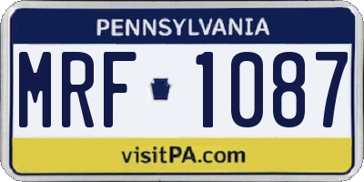 PA license plate MRF1087