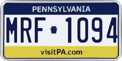 PA license plate MRF1094
