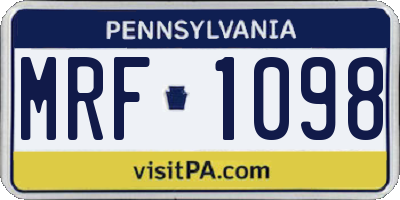 PA license plate MRF1098