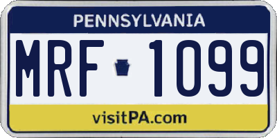 PA license plate MRF1099