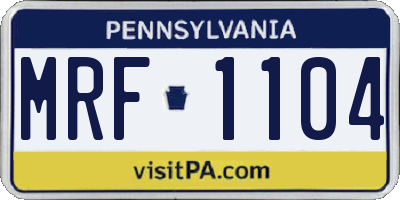 PA license plate MRF1104