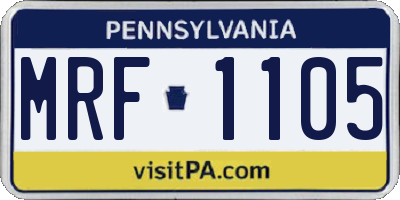 PA license plate MRF1105