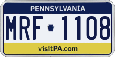 PA license plate MRF1108