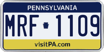 PA license plate MRF1109