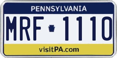 PA license plate MRF1110