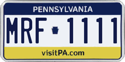 PA license plate MRF1111