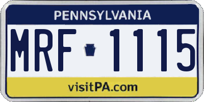 PA license plate MRF1115