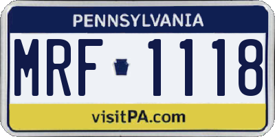 PA license plate MRF1118