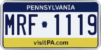 PA license plate MRF1119
