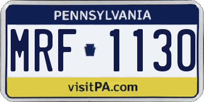 PA license plate MRF1130