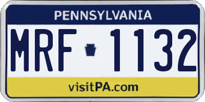 PA license plate MRF1132