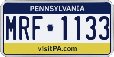 PA license plate MRF1133