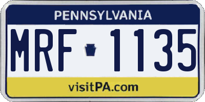 PA license plate MRF1135