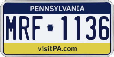 PA license plate MRF1136