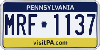 PA license plate MRF1137