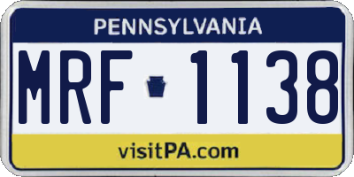 PA license plate MRF1138