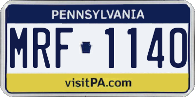 PA license plate MRF1140