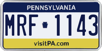 PA license plate MRF1143