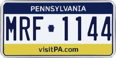 PA license plate MRF1144