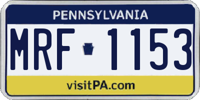PA license plate MRF1153