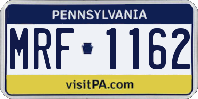 PA license plate MRF1162