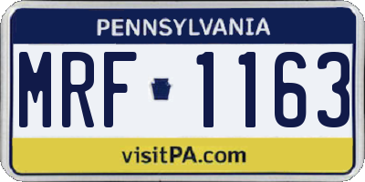 PA license plate MRF1163