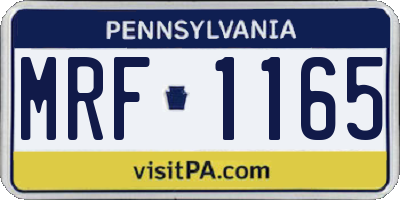 PA license plate MRF1165