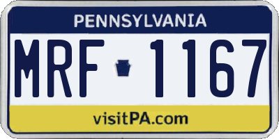 PA license plate MRF1167
