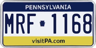 PA license plate MRF1168