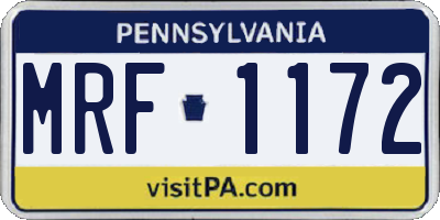 PA license plate MRF1172