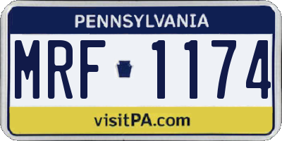 PA license plate MRF1174