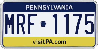 PA license plate MRF1175