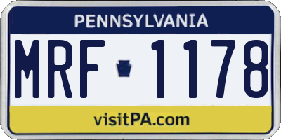 PA license plate MRF1178