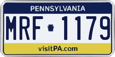 PA license plate MRF1179