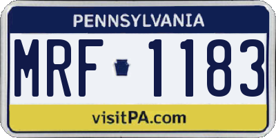 PA license plate MRF1183