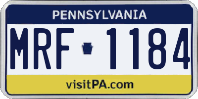 PA license plate MRF1184