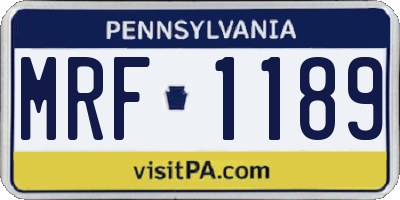PA license plate MRF1189