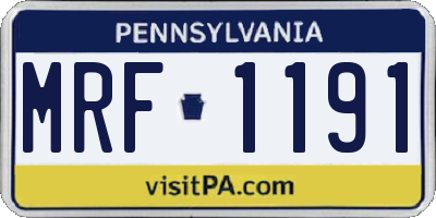 PA license plate MRF1191