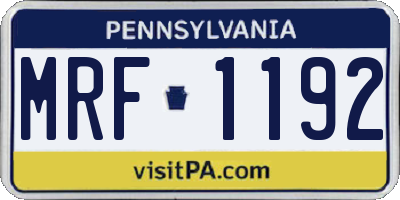 PA license plate MRF1192