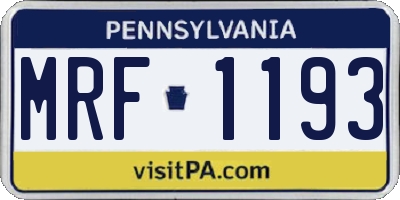 PA license plate MRF1193